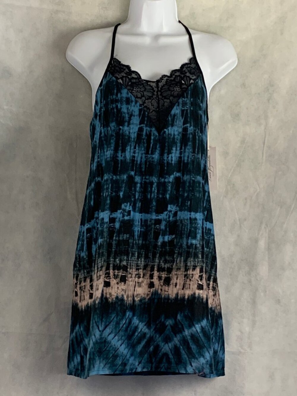 Linea Donatella Women's Tie-Dye Chemise Nightgown, Blue Multicolor, Small
